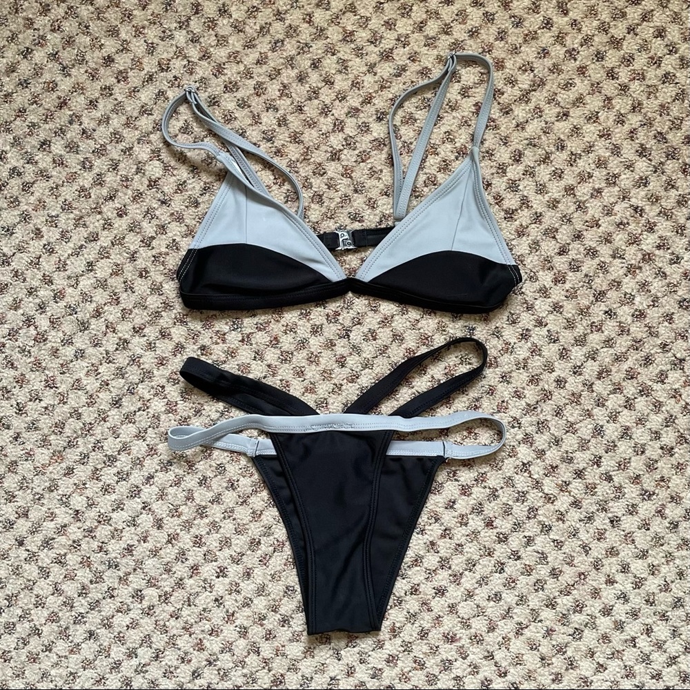 black & gray cheeky bikini